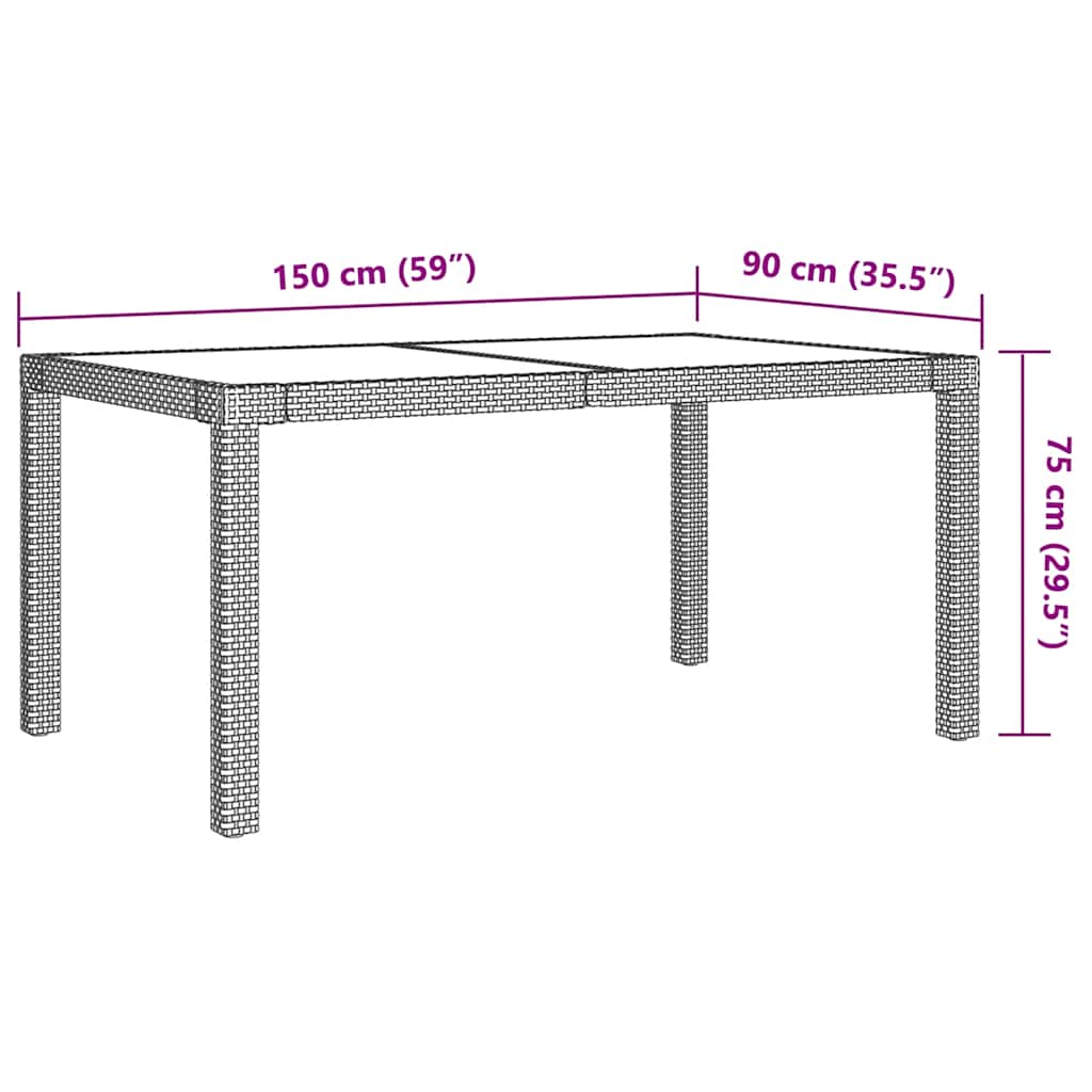 Set da Giardino 7 pz con Cuscini in Polyrattan Nero e Grigio | homemem39