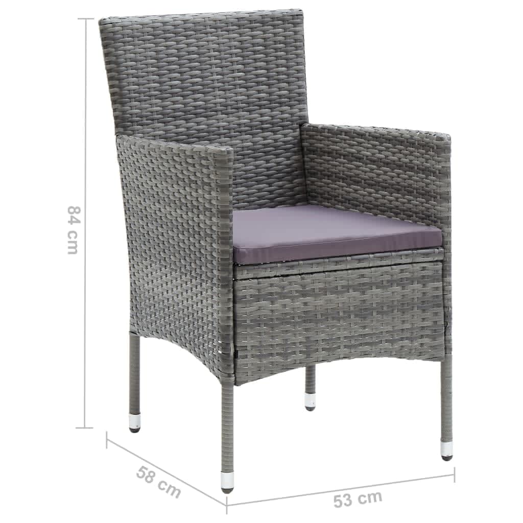 Set da Pranzo da Giardino 7 pz con Cuscini in Polyrattan Grigio | homemem39