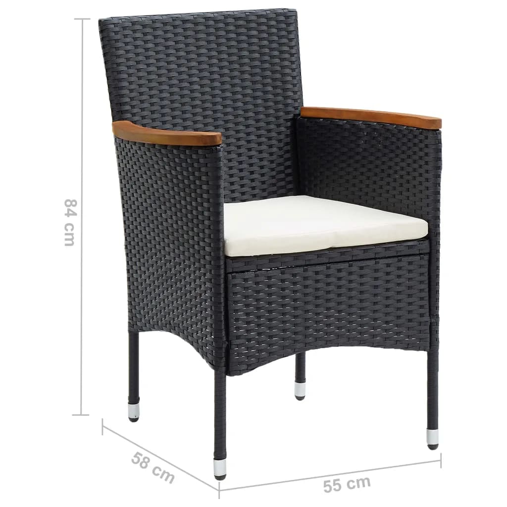 Set Pranzo da Giardino 9 pz con Cuscini in Polyrattan Nero | homemem39