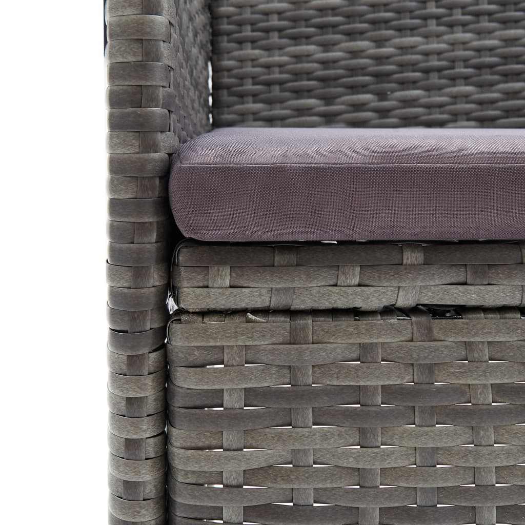 Set da Pranzo per Giardino 7 pz con Cuscini Polyrattan Grigio