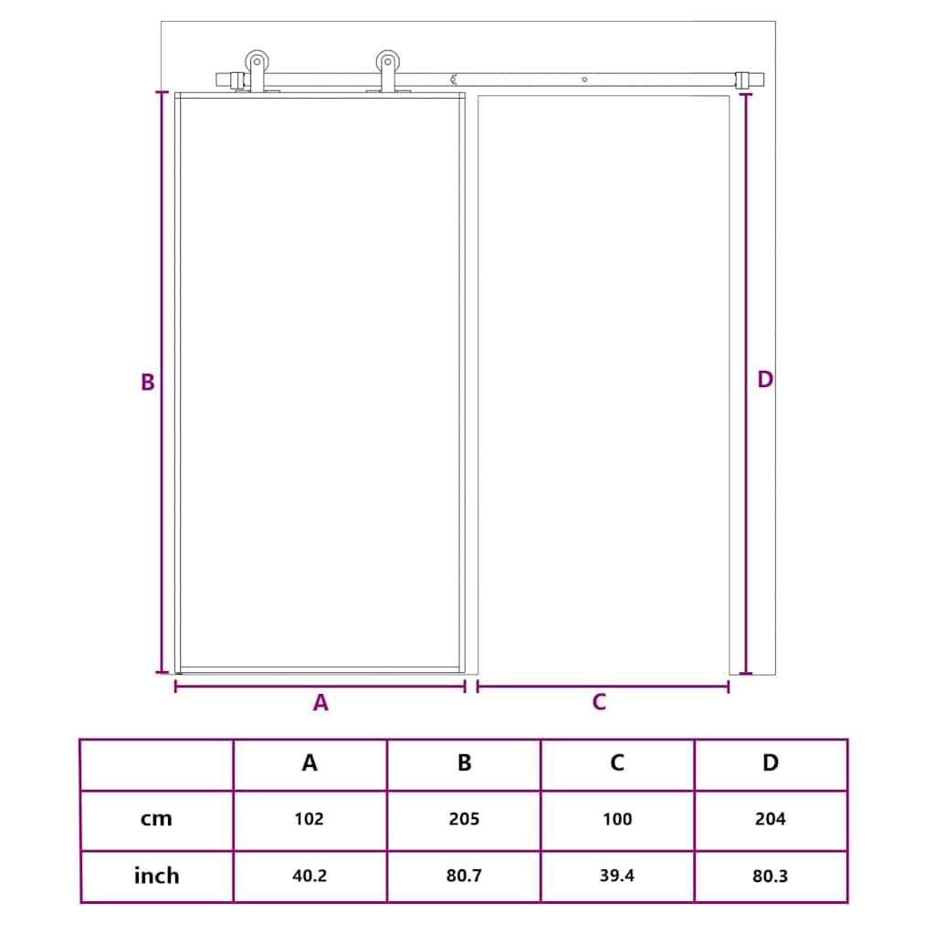 Porta Scorrevole in Vetro ESG e Alluminio 102,5x205 cm Nera - homemem39