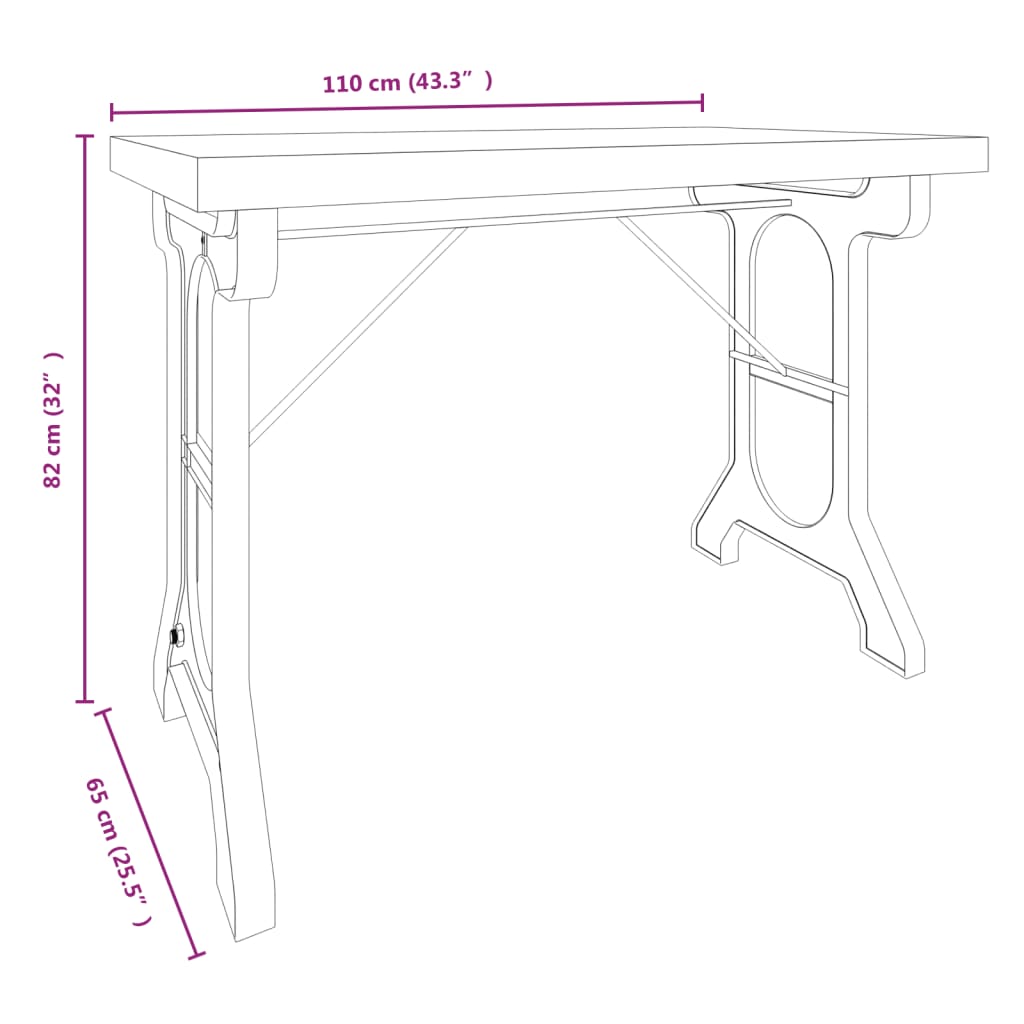 Tavolo da Pranzo 110x65x82cm in Legno Massello di Abete e Ferro | homemem39