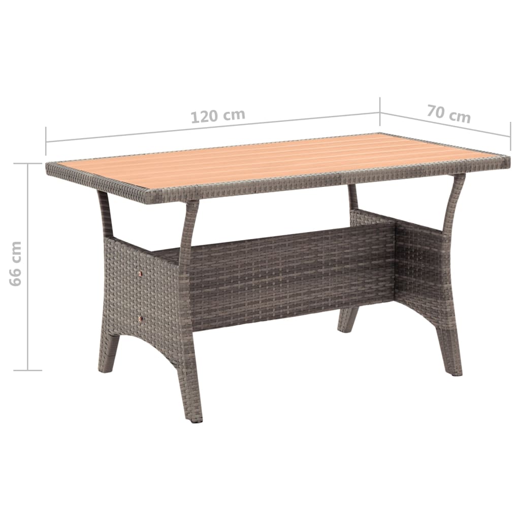 Set da Pranzo da Giardino 3 pz con Cuscini Grigio in Polyrattan - homemem39