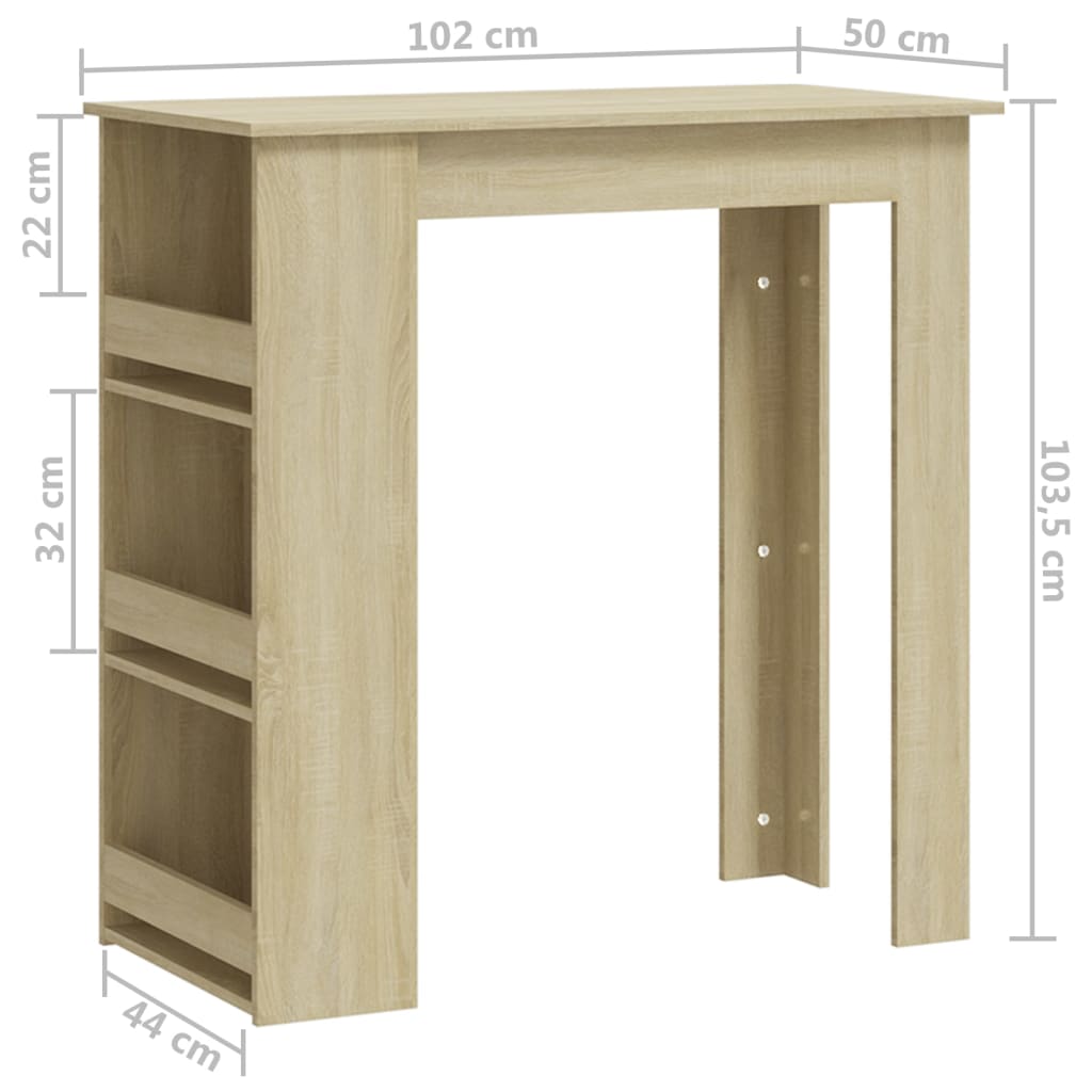 Tavolo Bar con Ripiani Rovere Sonoma 102x50x103,5 cm Truciolato | homemem39
