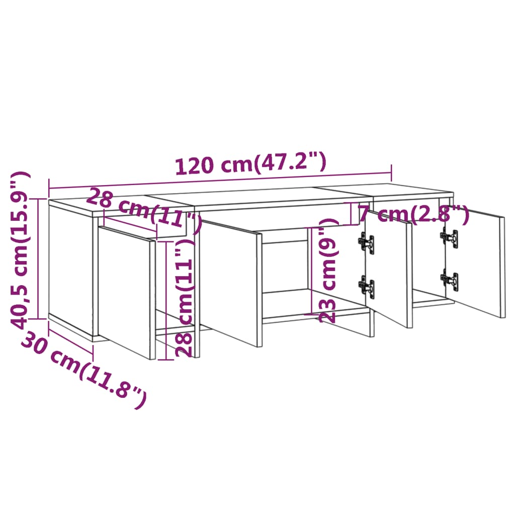 Mobile TV Grigio Cemento 120x30x40,5 cm in Truciolato | homemem39