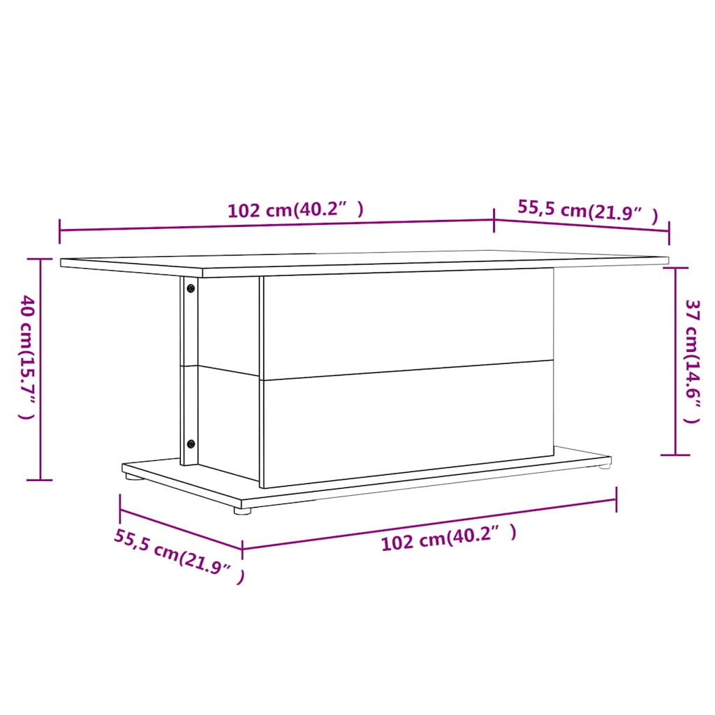 Tavolino da Salotto Nero 102x55,5x40 cm in Truciolato | homemem39