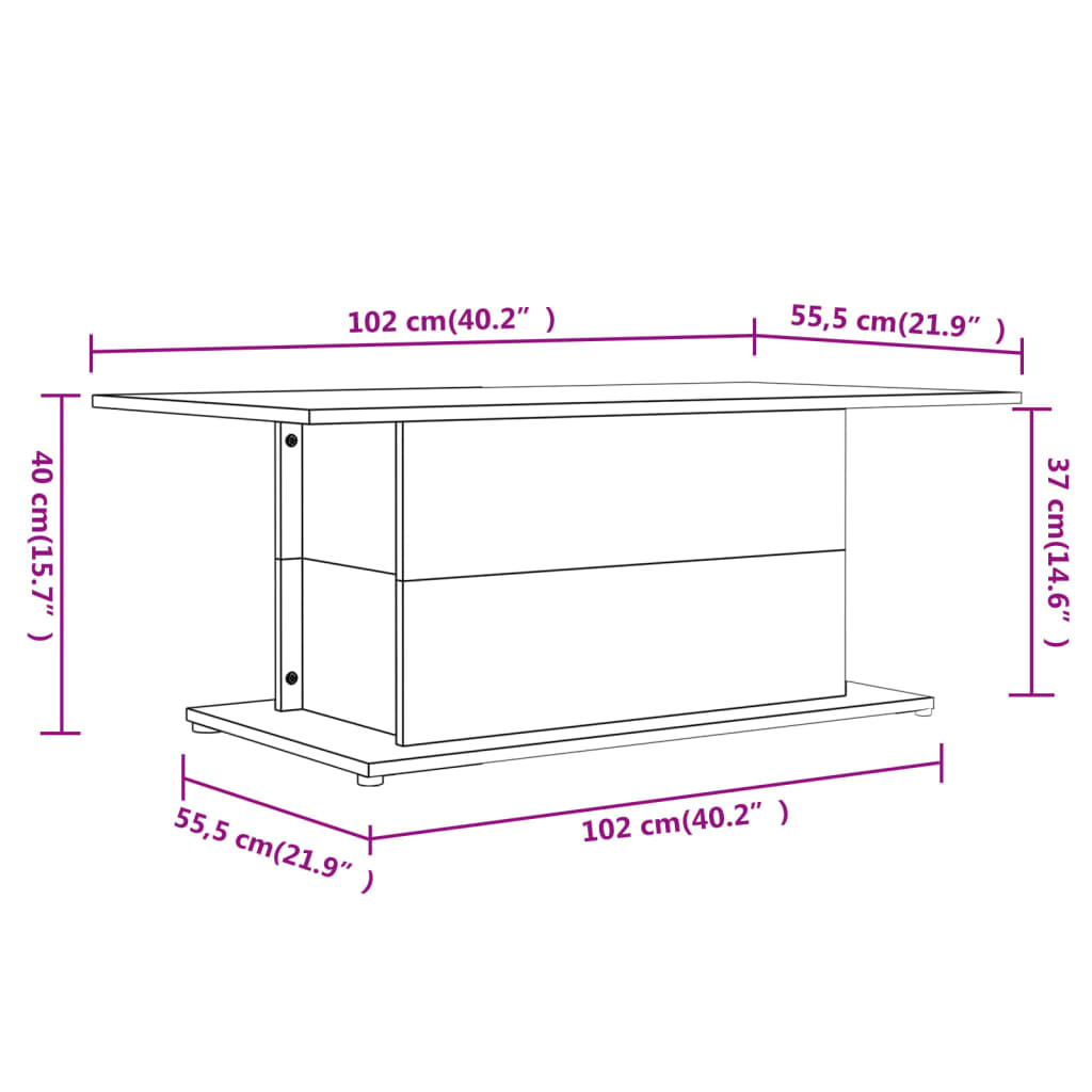 Tavolino da Salotto Grigio Cemento 102x55,5x40 cm in Truciolato | homemem39