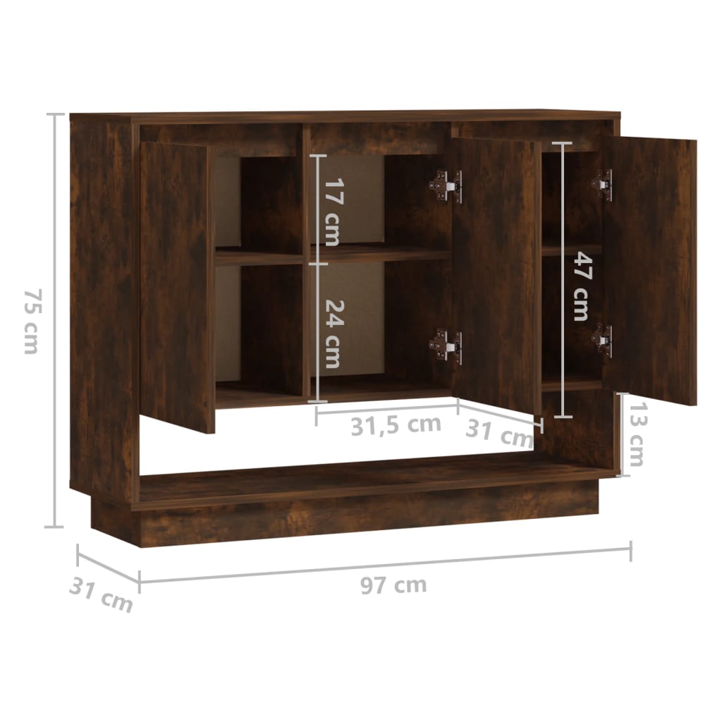 Credenza Rovere Fumo 97x31x75 cm in Truciolato - homemem39