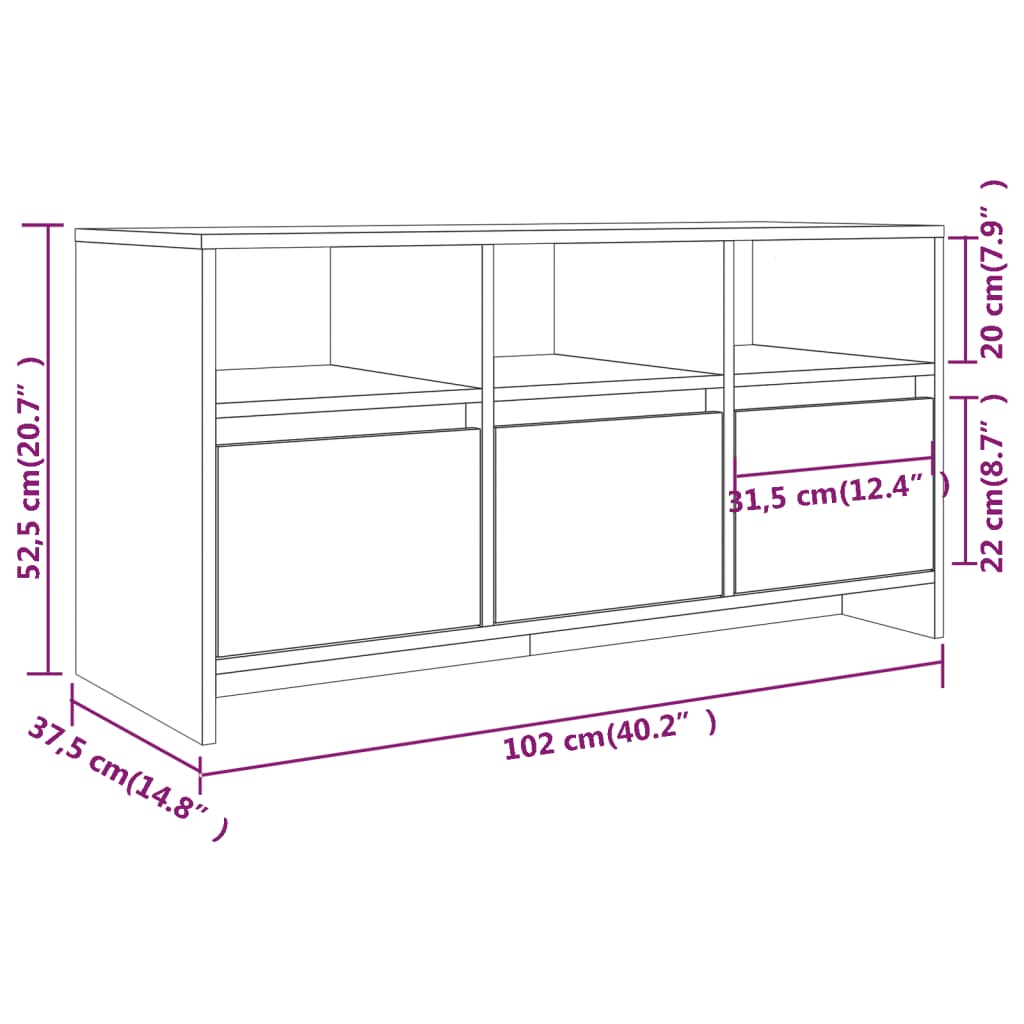 Mobile Porta TV Rovere Fumo 102x37,5x52,5 cm in Truciolato | homemem39