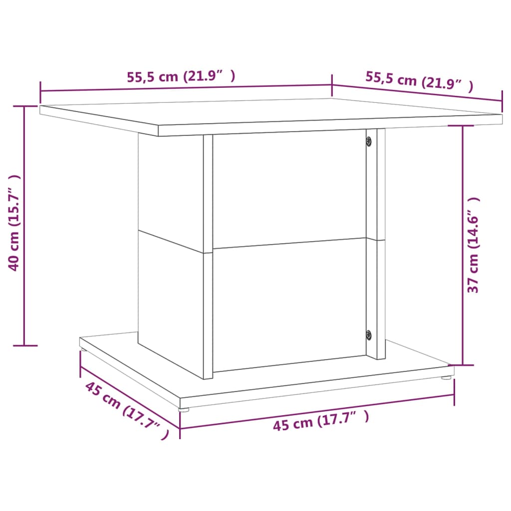 Tavolino da Salotto Rovere Marrone 55,5x55,5x40cm in Truciolato | homemem39