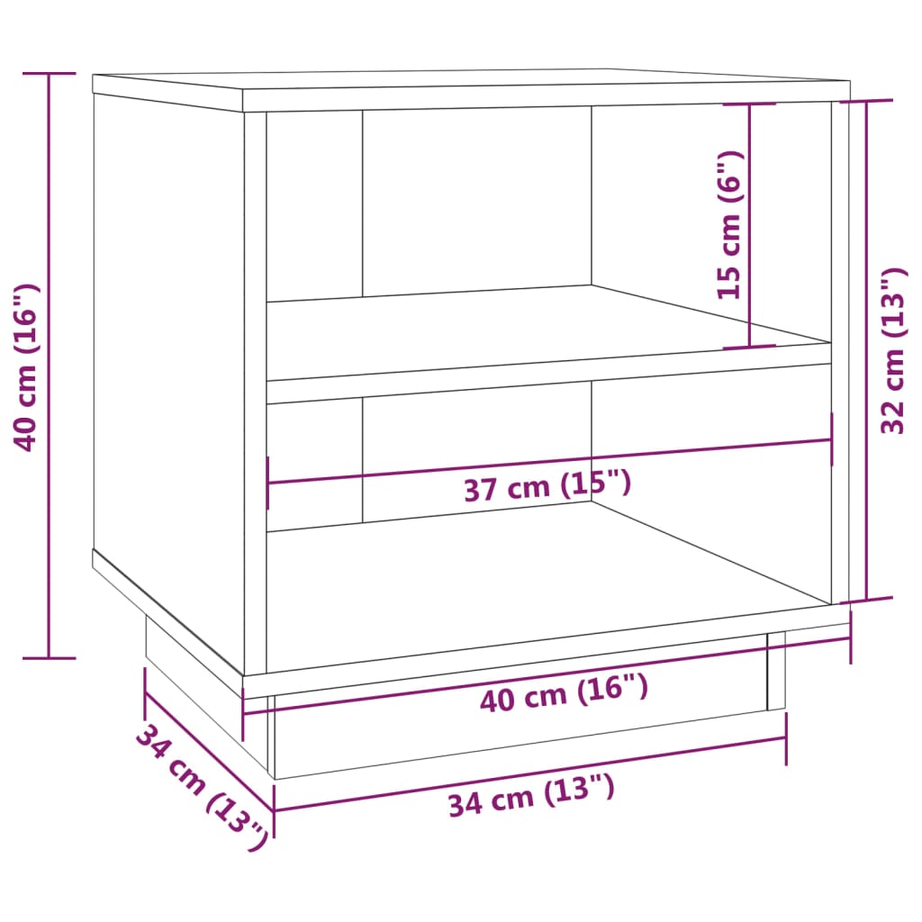 Comodino Bianco 40x34x40 cm in Legno Massello di Pino | homemem39