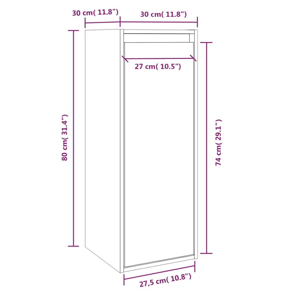 Pensili 2 pz Neri 30x30x80 cm in Legno Massello di Pino | homemem39
