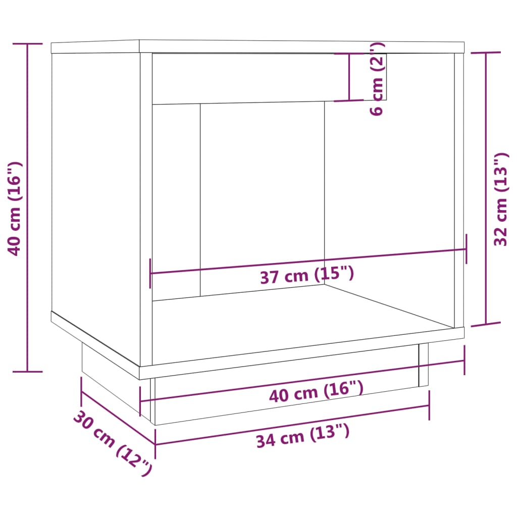 Comodino Marrone Ambra 40x30x40 cm in Legno Massello di Pino | homemem39