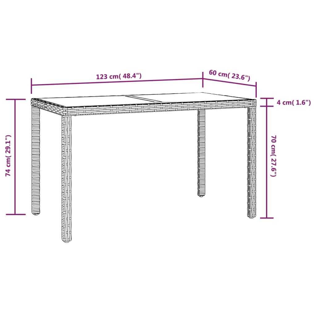 Set da Pranzo da Giardino 3 pz con Cuscini Polyrattan Grigio | homemem39