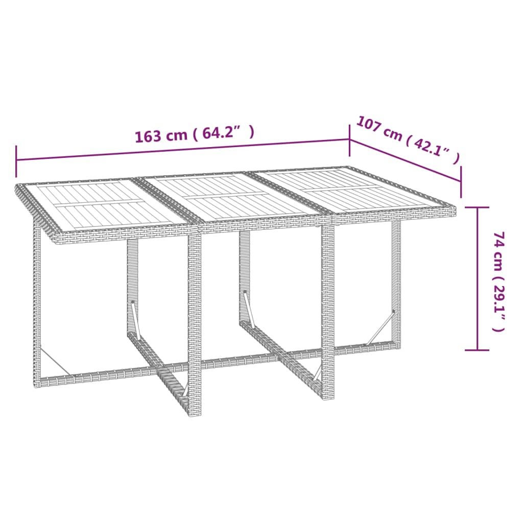 Set da Pranzo da Giardino 7 pz con Cuscini in Polyrattan Grigio | homemem39
