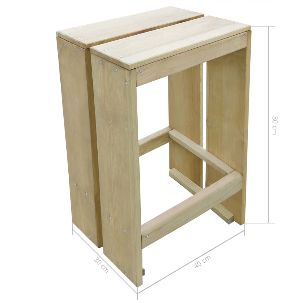 Set Bistrò da Giardino 3 pz in Legno di Pino Impregnato | homemem39