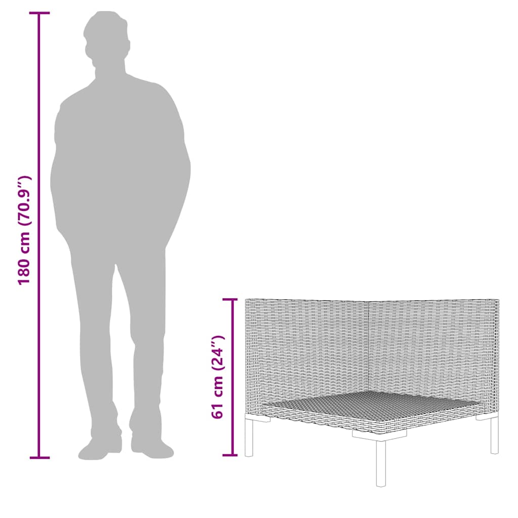 Divano da Giardino con Cuscini in Polyrattan Mezzo Tondo | homemem39