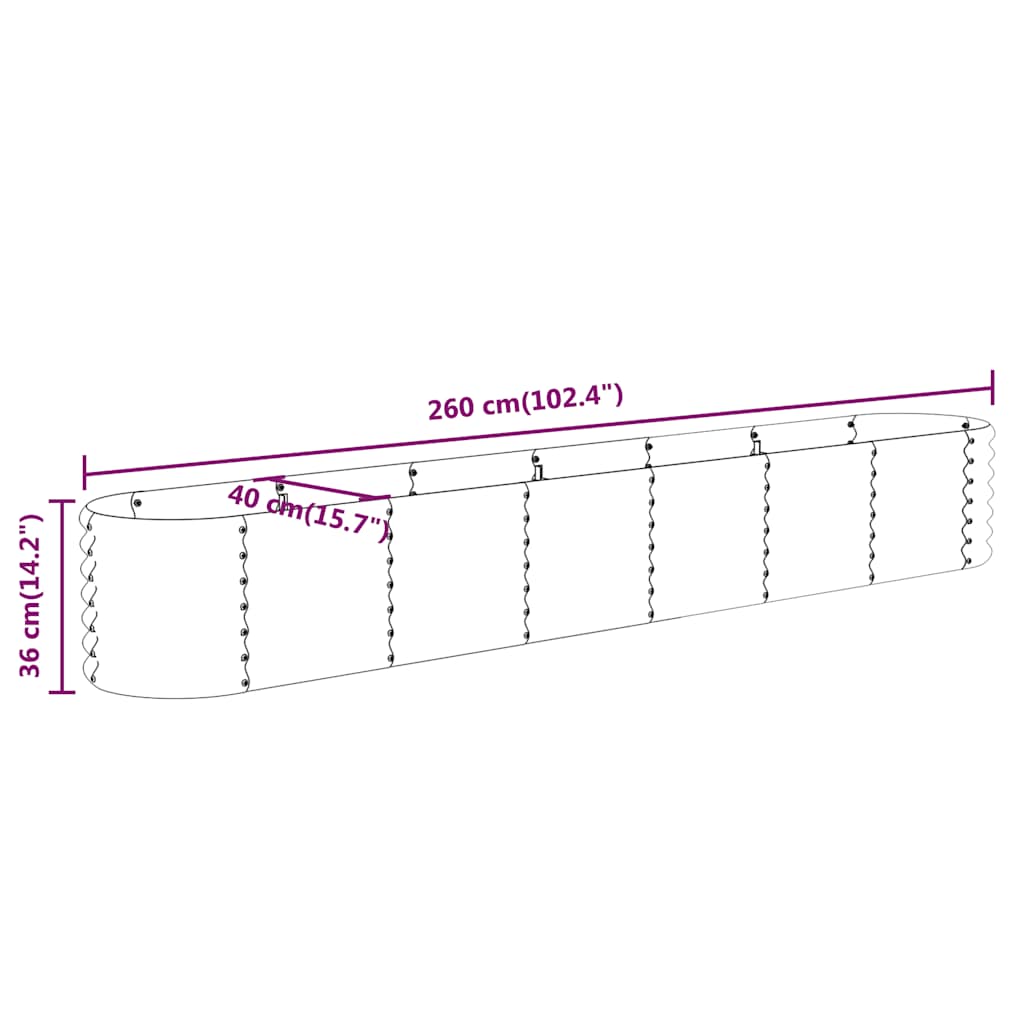 Letto da Giardino in Acciaio Zincato 260x40x36 cm Antracite | homemem39