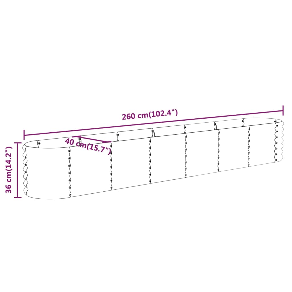 Letto Giardino Acciaio Zincato 260x40x36cm Argento | homemem39