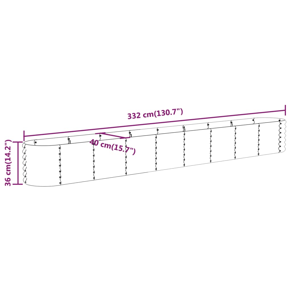 Letto Giardino Acciaio Zincato 332x40x36cm Marrone | homemem39