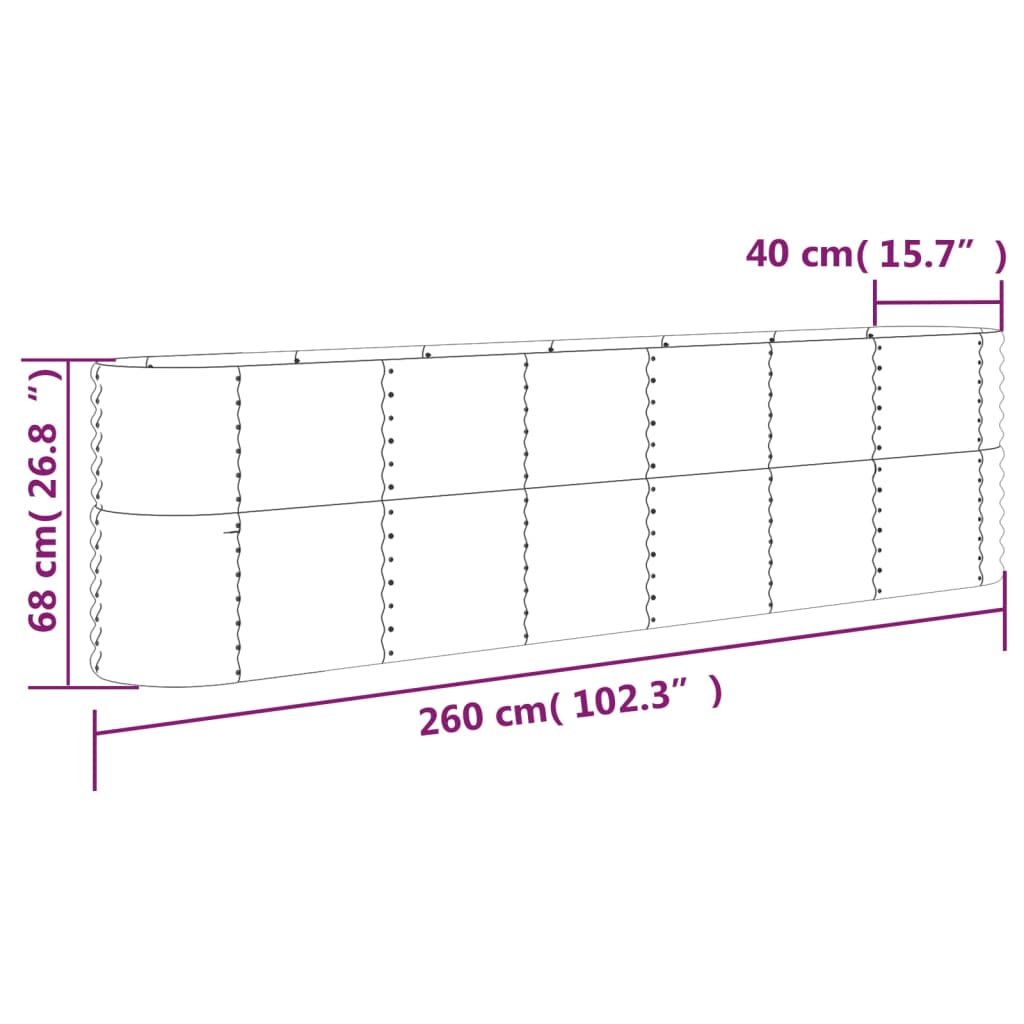 Letto Giardino Acciaio Zincato 260x40x68cm Marrone | homemem39