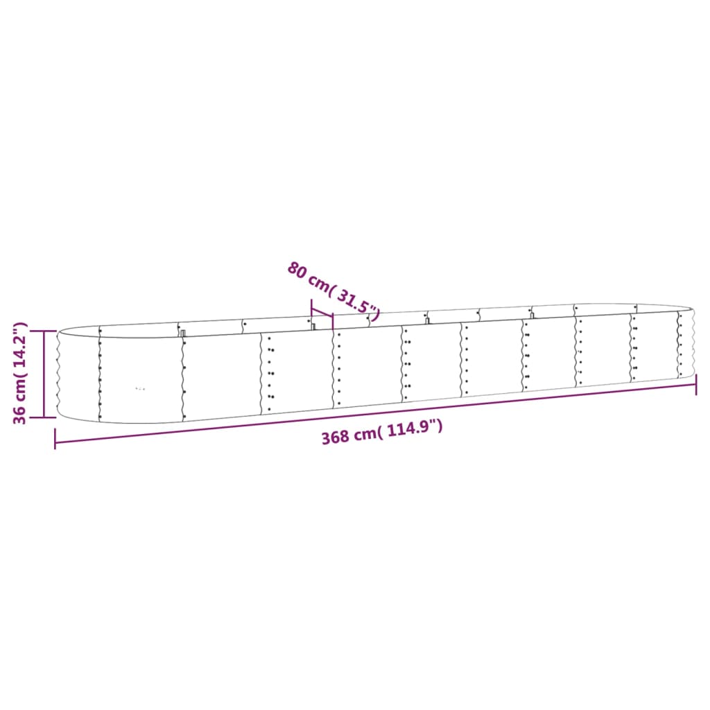 Letto Giardino Acciaio Zincato 368x80x36cm Marrone | homemem39