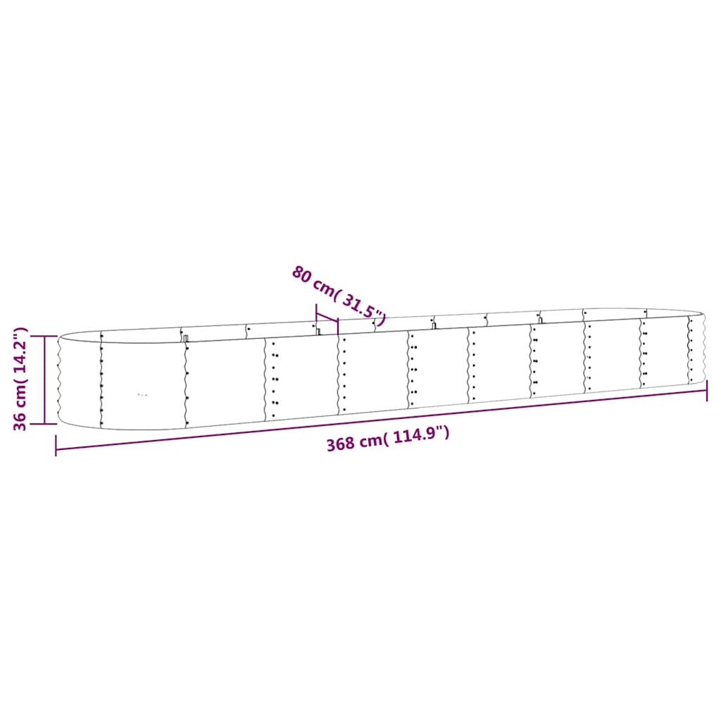 Letto da Giardino in Acciaio Zincato 368x80x36 cm Antracite | homemem39