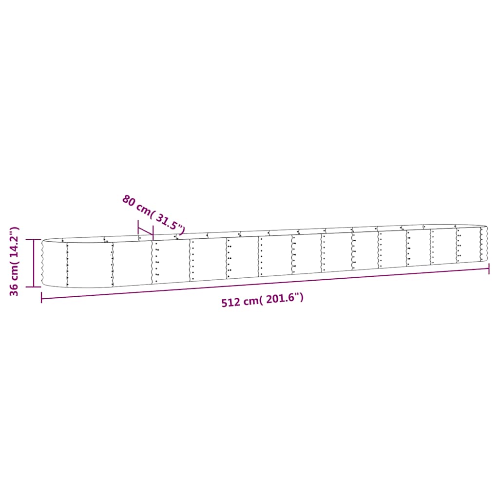 Letto da Giardino in Acciaio Zincato 512x80x36 cm Antracite | homemem39