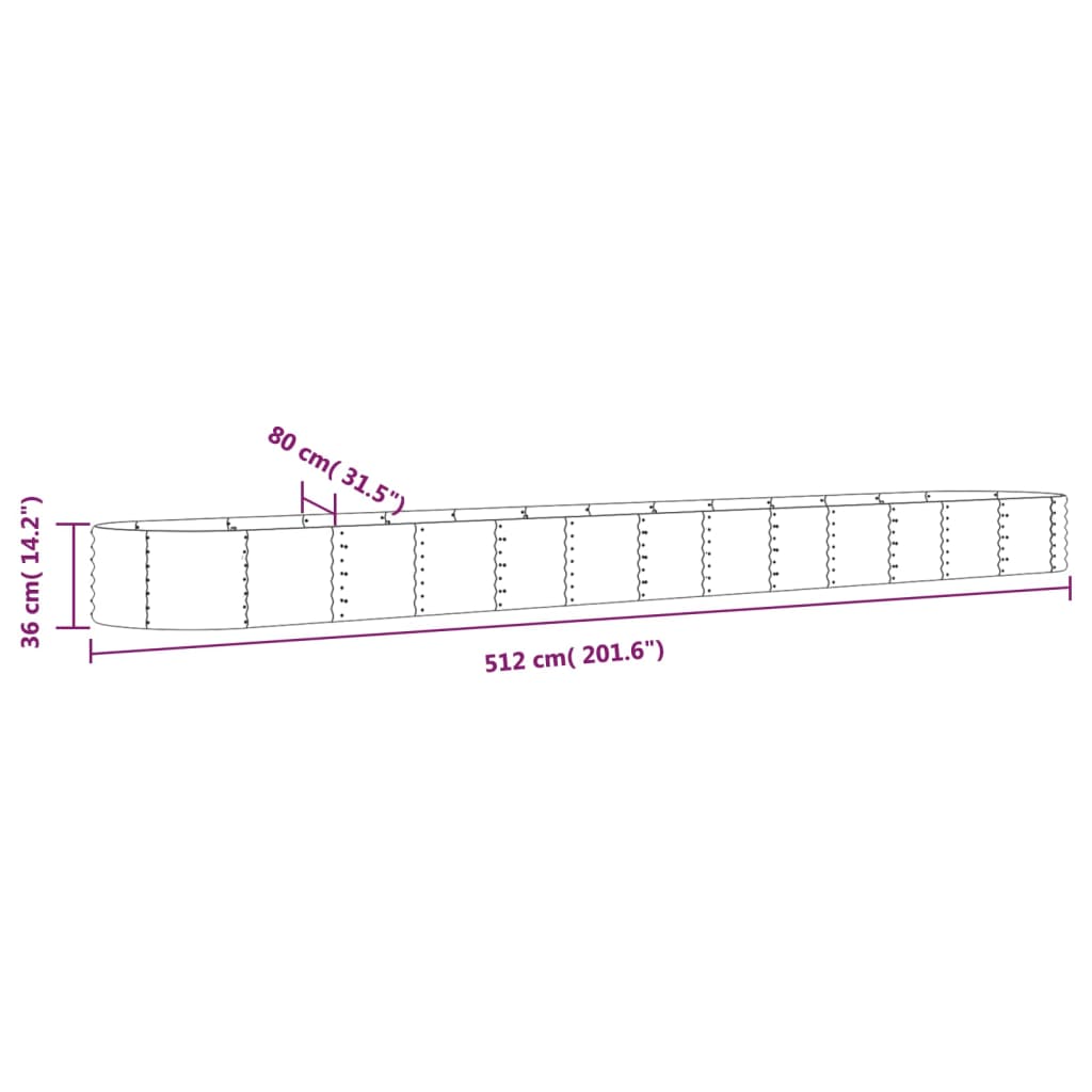 Letto Giardino Acciaio Zincato 512x80x36cm Argento | homemem39