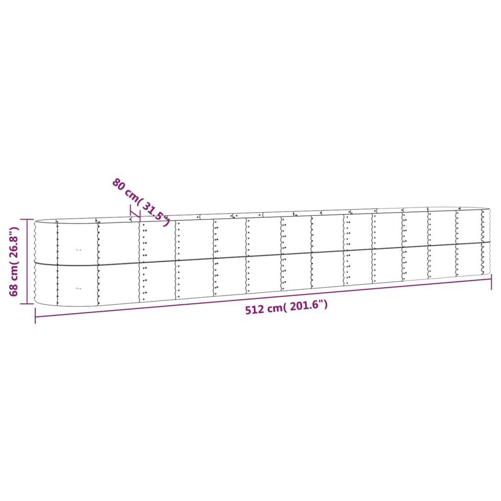 Letto Giardino Acciaio Verniciato a Polvere 512x80x68cm Argento | homemem39