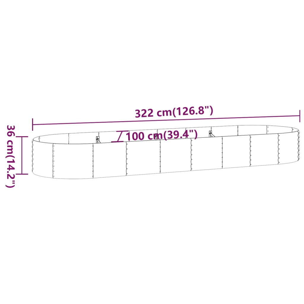 Letto Giardino Acciaio Zincato 322x100x36 cm Marrone | homemem39