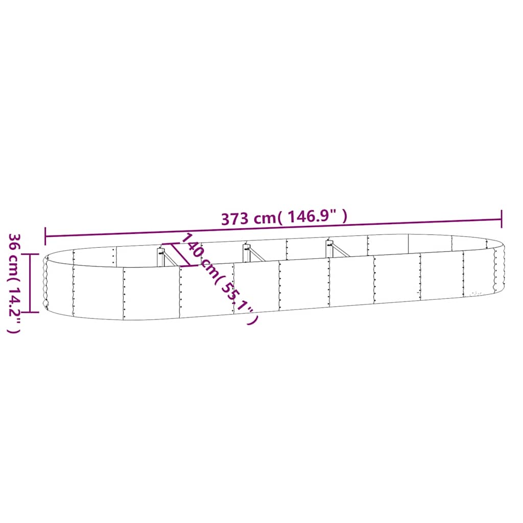 Letto Giardino Acciaio Zincato 373x140x36 cm Argento | homemem39