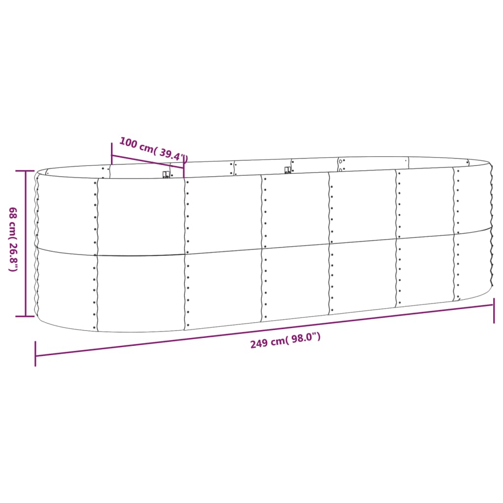 Letto Giardino Acciaio Zincato 249x100x68 cm Marrone