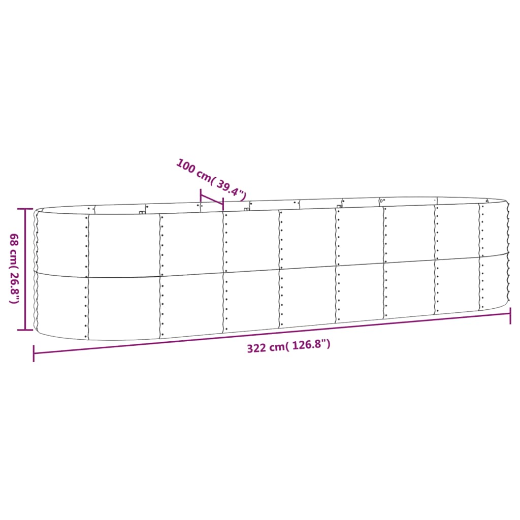 Letto Giardino Acciaio Zincato 322x100x68cm Argento | homemem39