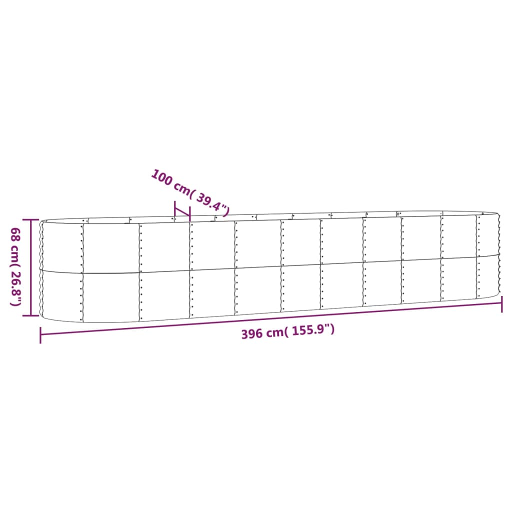 Letto Giardino Acciaio Zincato 396x100x68cm Grigio | homemem39