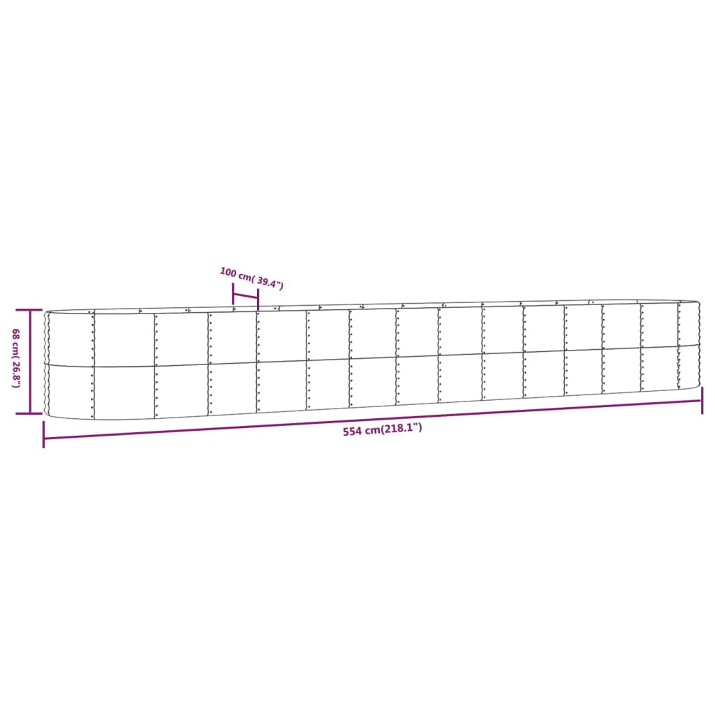 Letto Giardino Acciaio Verniciato Polvere 554x100x68cm Grigio | homemem39