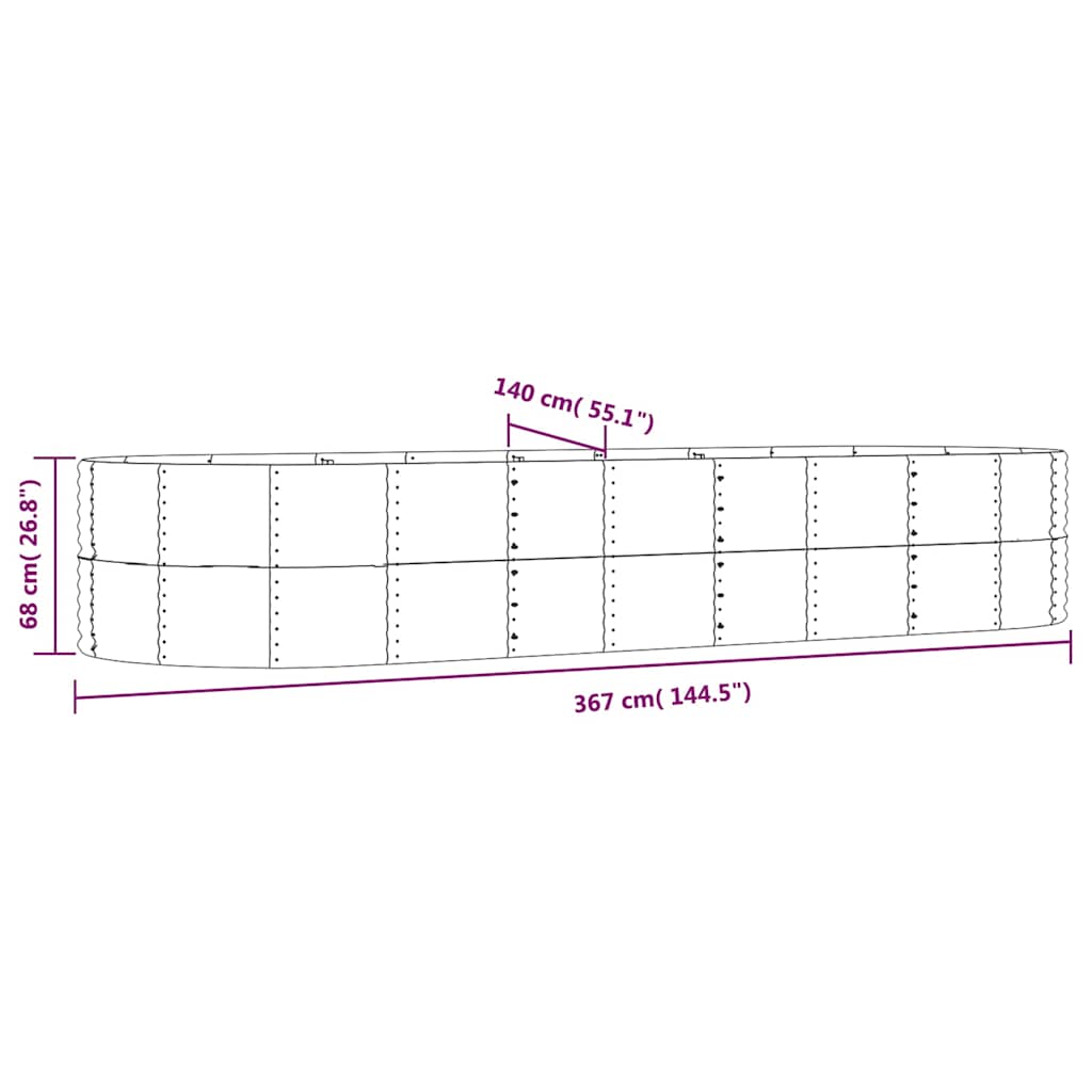 Letto Giardino Acciaio Zincato 367x140x68 cm Grigio | homemem39