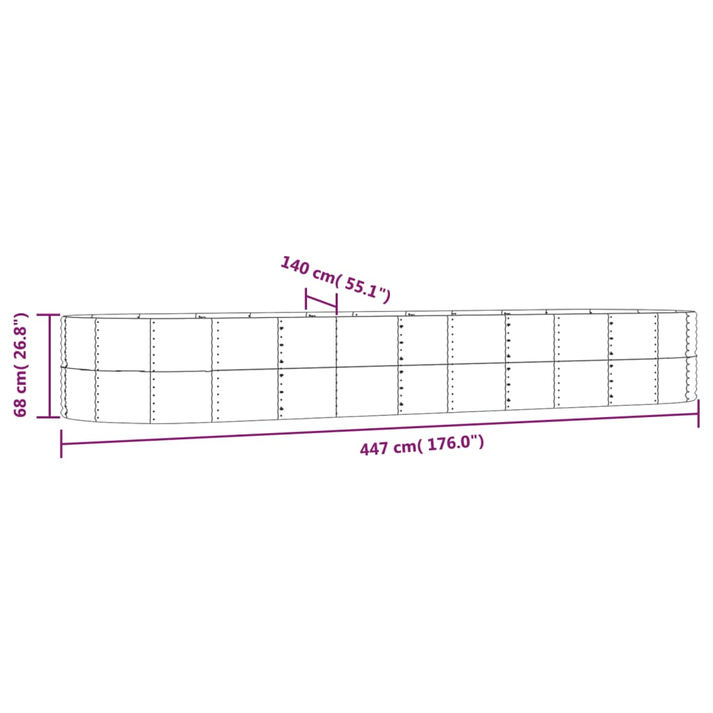 Letto Giardino Acciaio Zincato 447x140x68 cm Grigio | homemem39