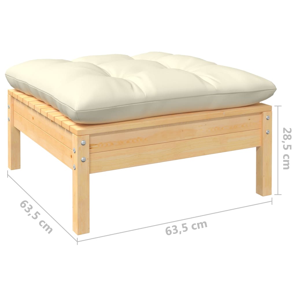 Set Divani da Giardino 7 pz con Cuscini Crema in Massello di Pino | homemem39