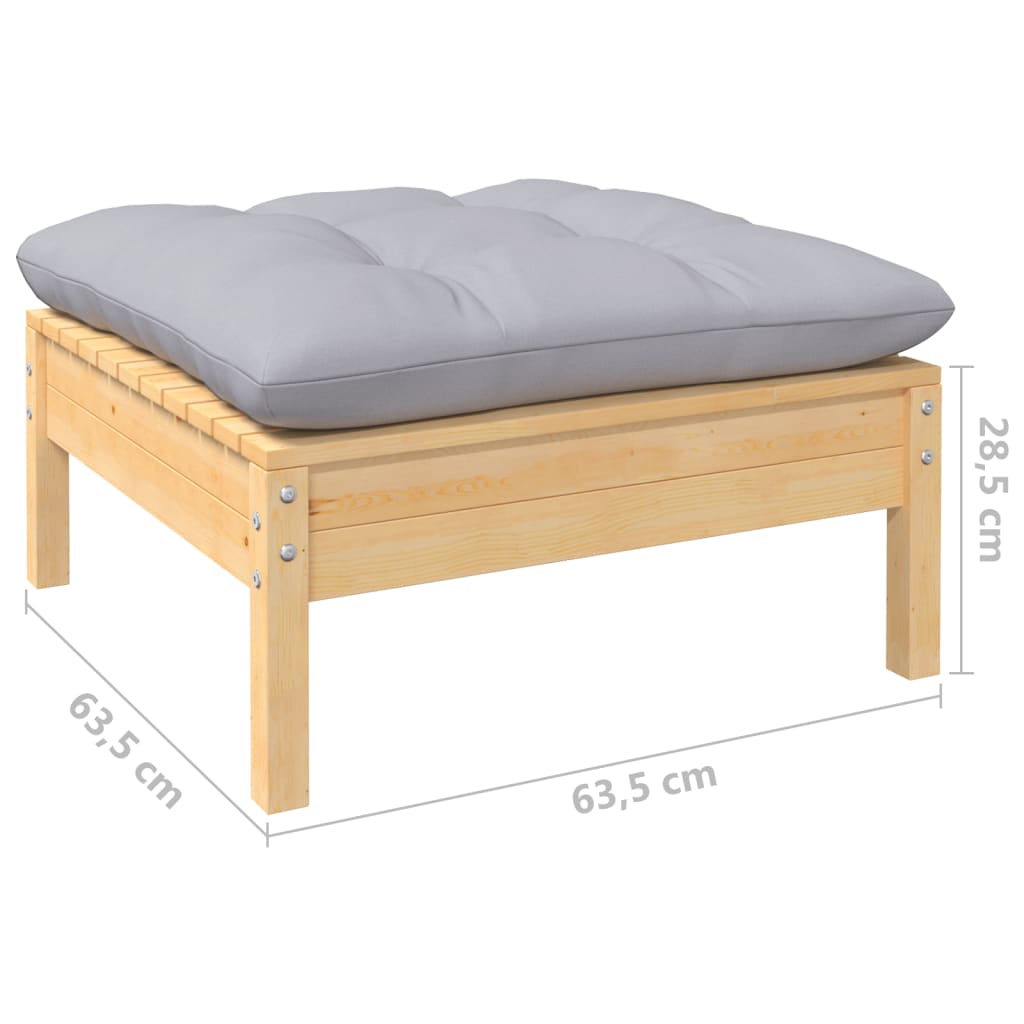 Set Divani da Giardino 11 pz con Cuscini Grigi Massello di Pino | homemem39
