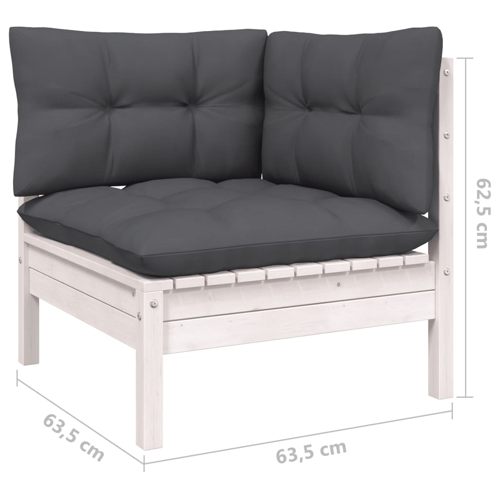 Set Divani da Giardino 6 pz con Cuscini Bianchi Legno di Pino | homemem39