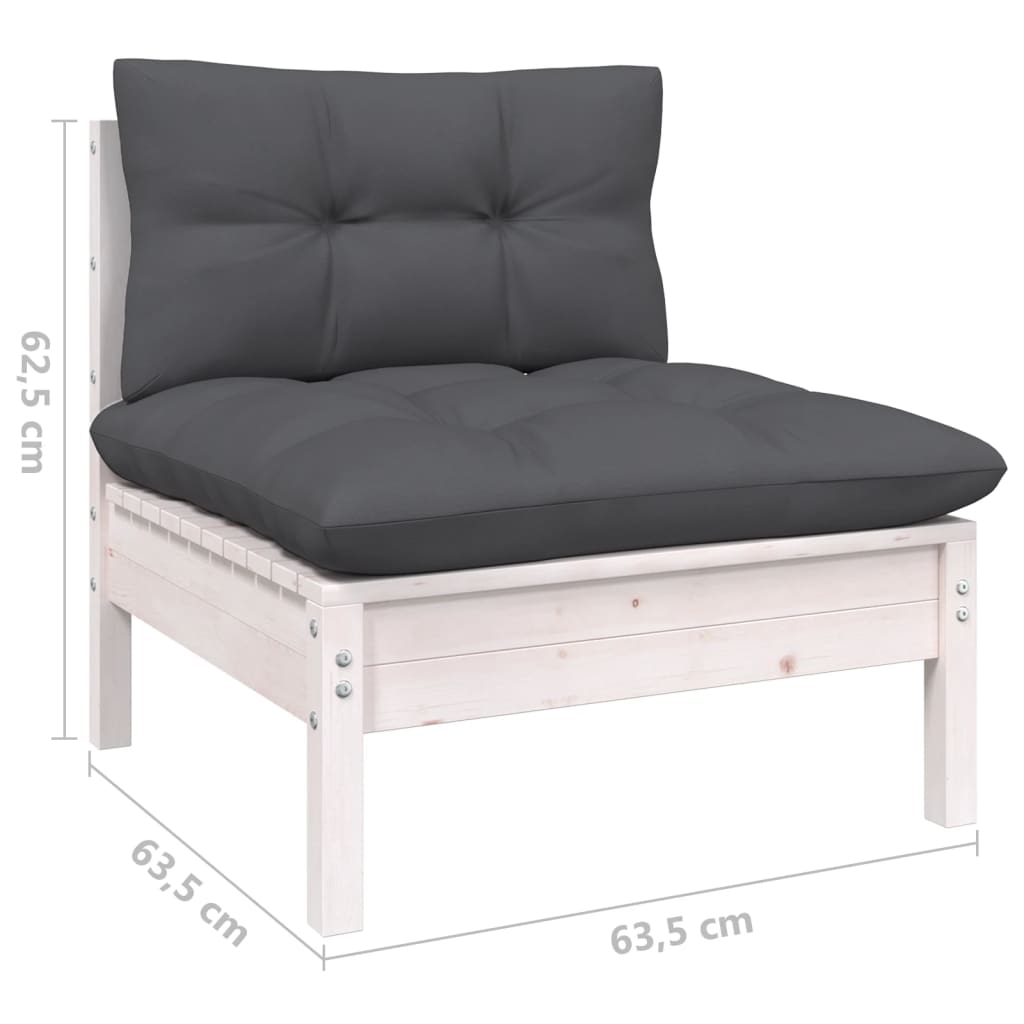 Set Divani da Giardino 11 pz con Cuscini Bianchi Legno di Pino | homemem39