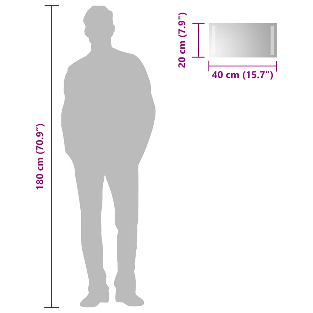 Specchio da Bagno con Luci LED 40x20 cm