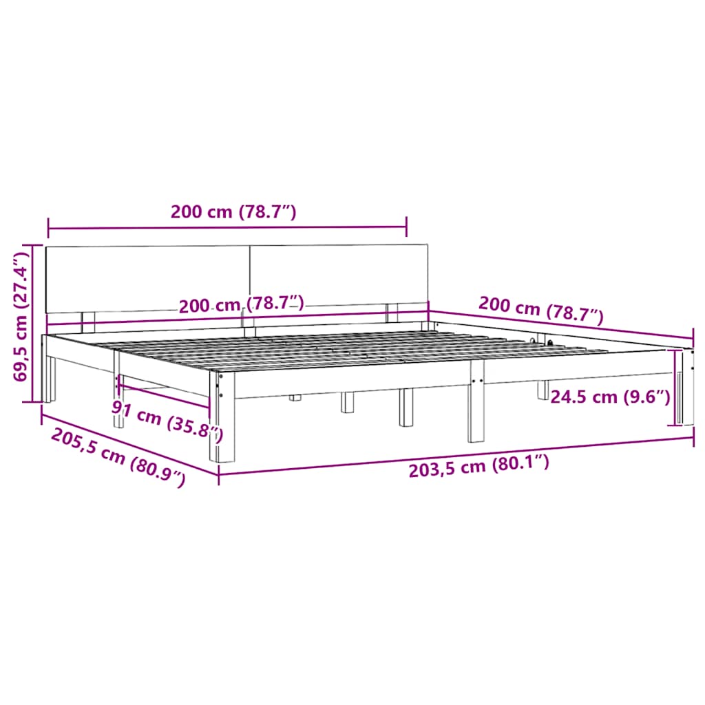 Giroletto in Legno Massello di Pino 200x200 cm | homemem39