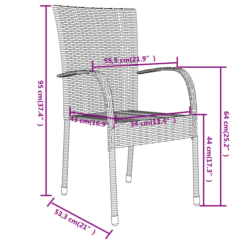 Set Mobili da Pranzo per Giardino 3 pz in Polyrattan Marrone | homemem39