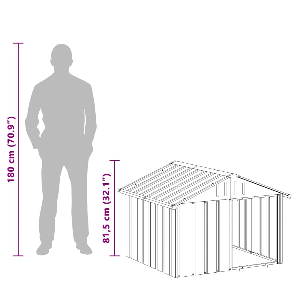 Casetta per Cani grigio 116,5x103x81,5 cm Acciaio Zincato - homemem39