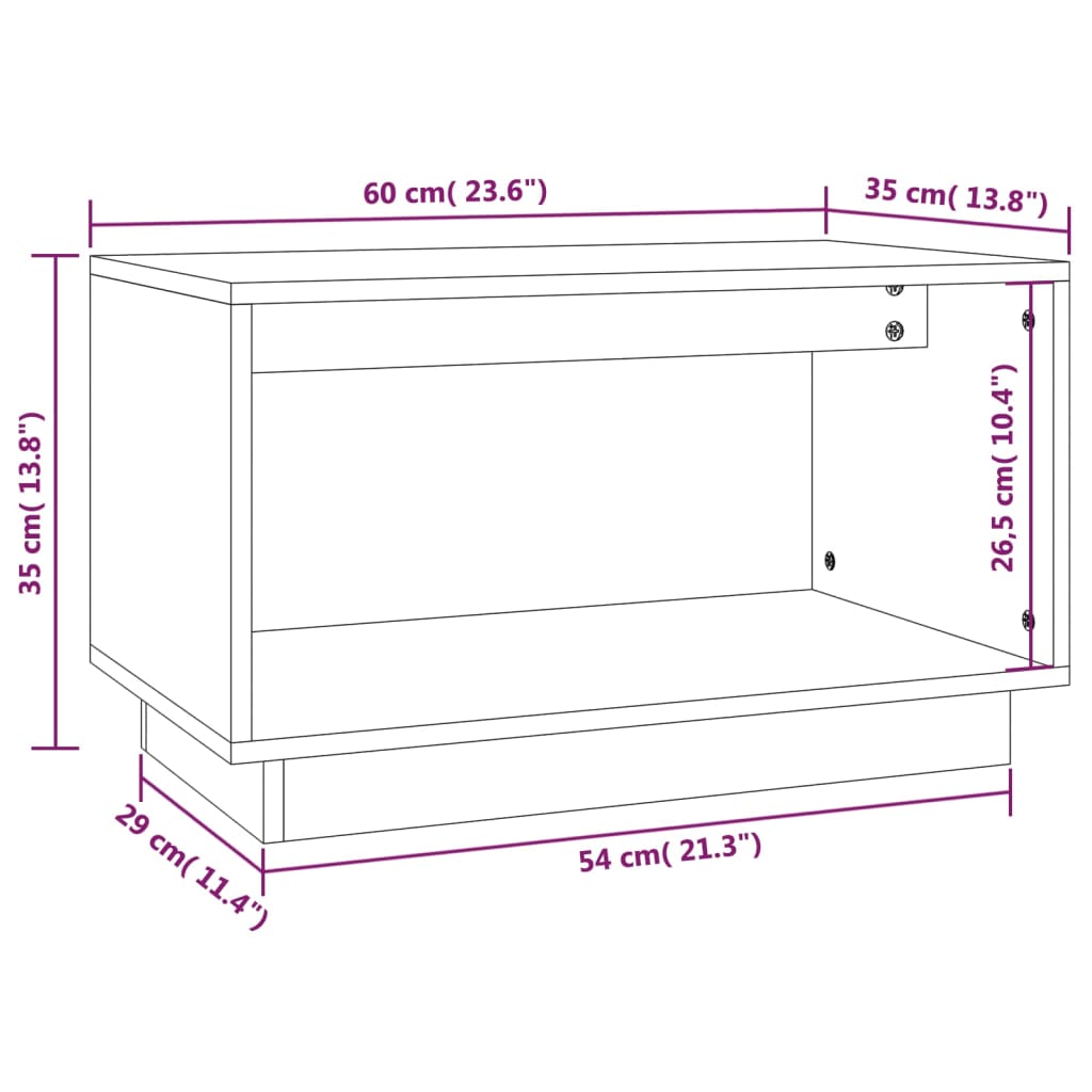 Mobile Porta TV Grigio 60x35x35 cm in Legno Massello di Pino | homemem39
