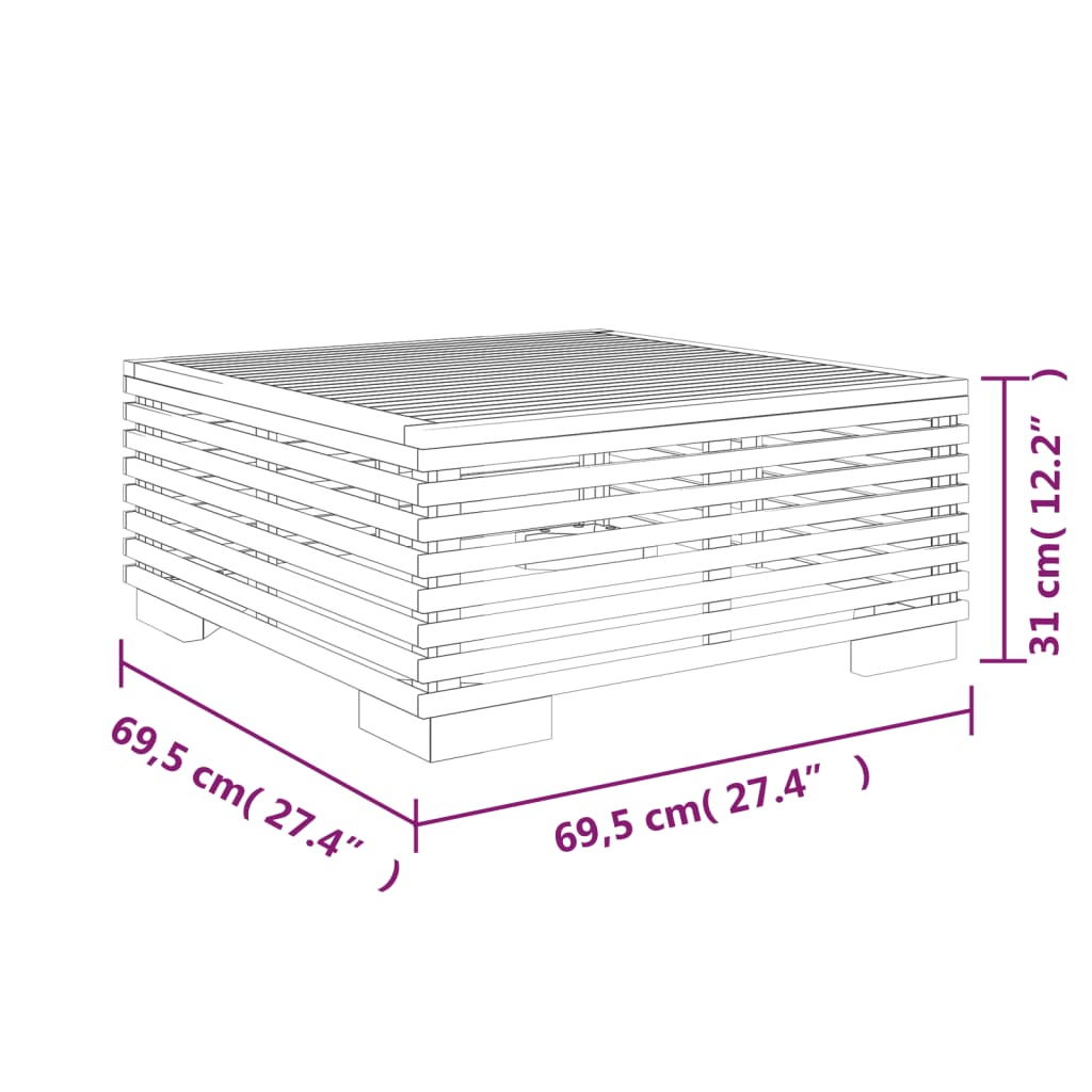 Tavolino da Giardino 69,5x69,5x31 cm in Legno Massello di Teak | homemem39