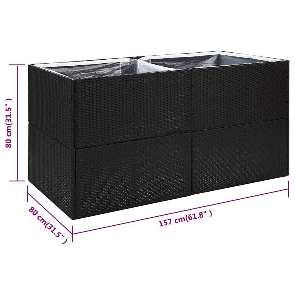 Fioriera da Giardino Nero 157x80x80 cm in Polyrattan | homemem39
