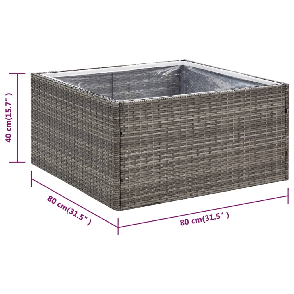 Fioriera da Giardino Grigia 80x80x40 cm in Polyrattan | homemem39